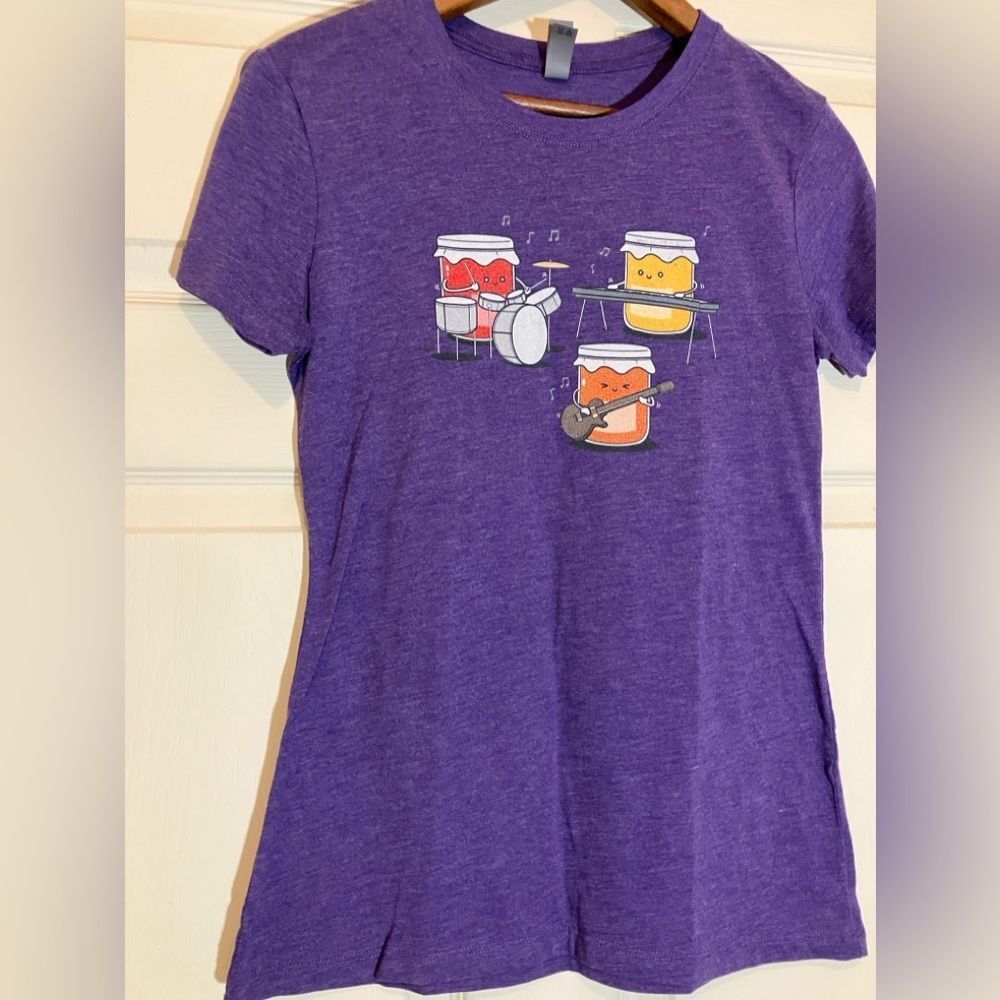 Next Level Apparel, graphic tee, jam playing instruments, size M, great shape
